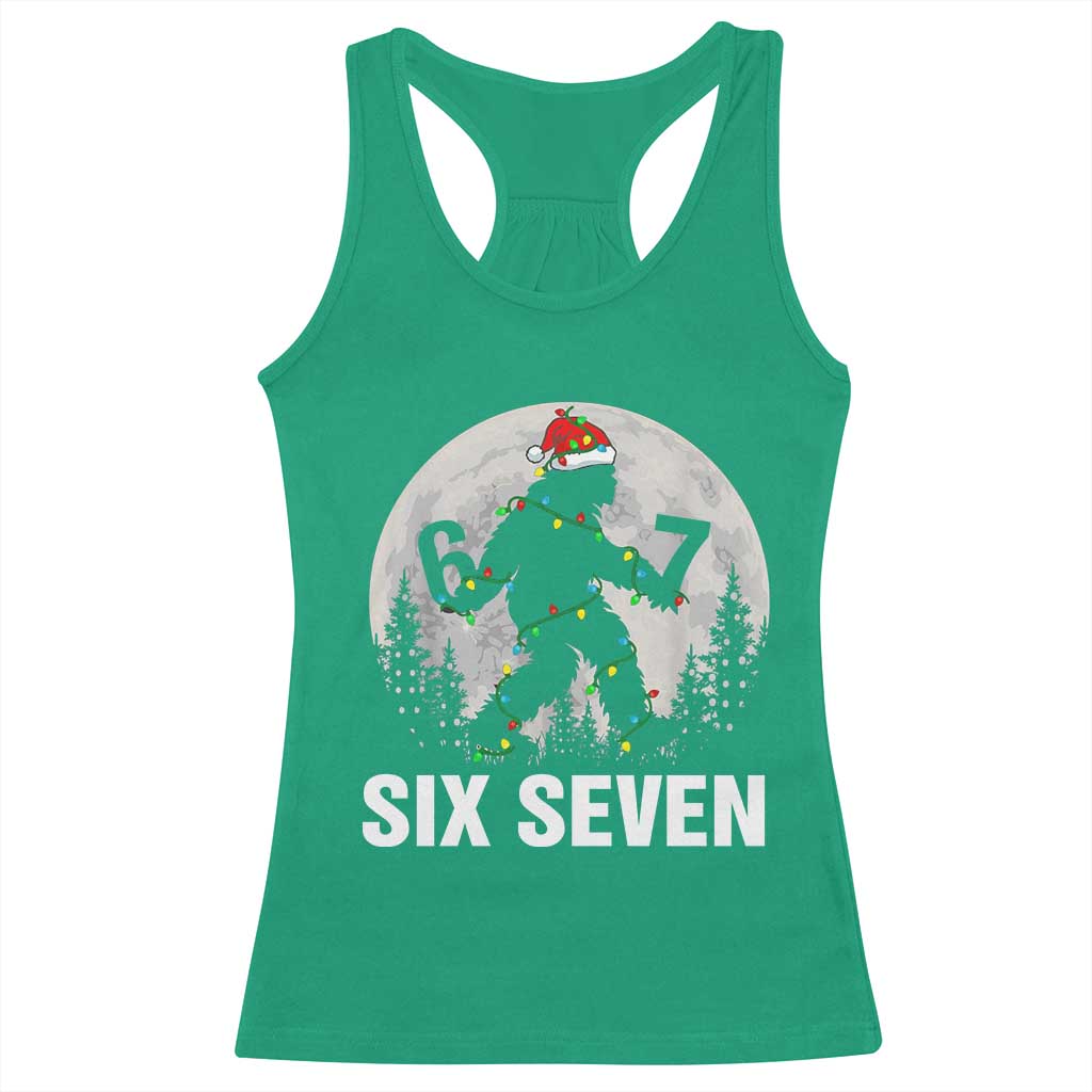 67 Six Seven Racerback Tank Top Funny Bigfoot Christmas Sasquatch Moon - Wonder Print Shop