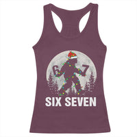 67 Six Seven Racerback Tank Top Funny Bigfoot Christmas Sasquatch Moon - Wonder Print Shop