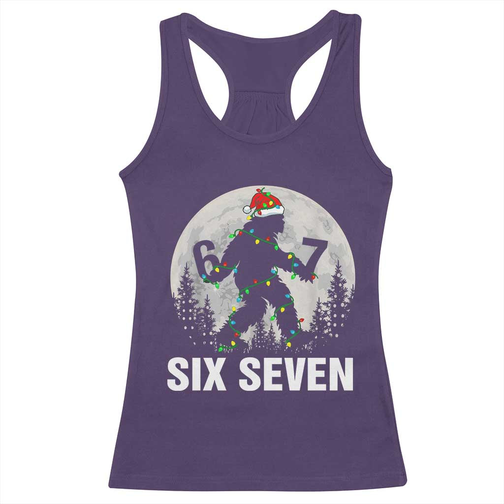 67 Six Seven Racerback Tank Top Funny Bigfoot Christmas Sasquatch Moon - Wonder Print Shop
