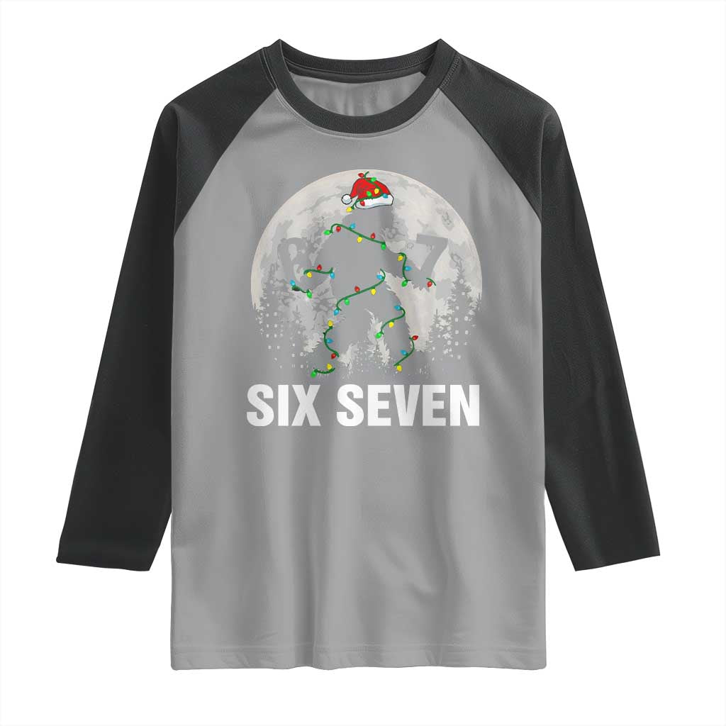 67 Six Seven Raglan Shirt Funny Bigfoot Christmas Sasquatch Moon - Wonder Print Shop