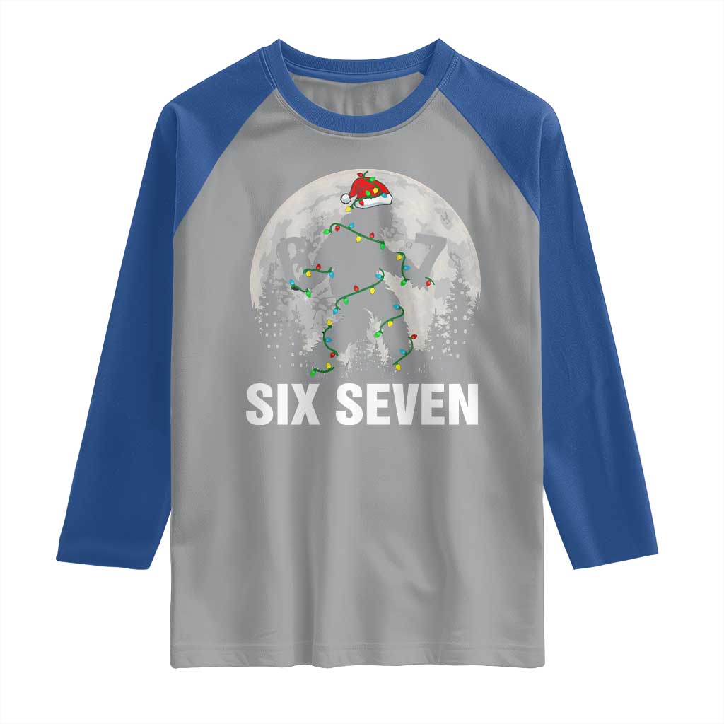 67 Six Seven Raglan Shirt Funny Bigfoot Christmas Sasquatch Moon - Wonder Print Shop