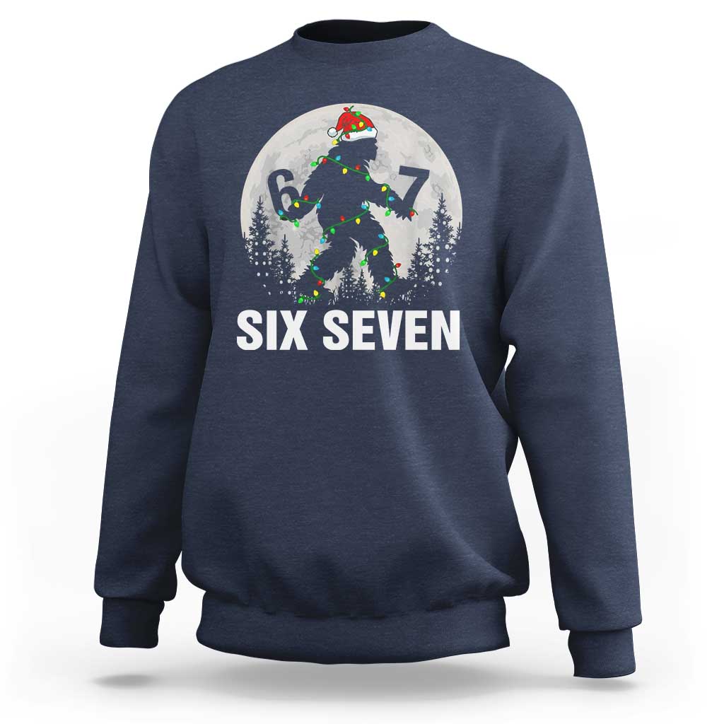 67 Six Seven Sweatshirt Funny Bigfoot Christmas Sasquatch Moon - Wonder Print Shop