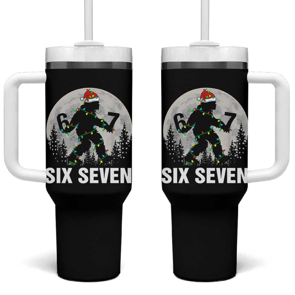 67 Six Seven Tumbler With Handle Funny Bigfoot Christmas Sasquatch Moon - Wonder Print Shop