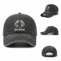 67 Six Seven Washed Cotton Baseball Cap Funny Bigfoot Christmas Sasquatch Moon