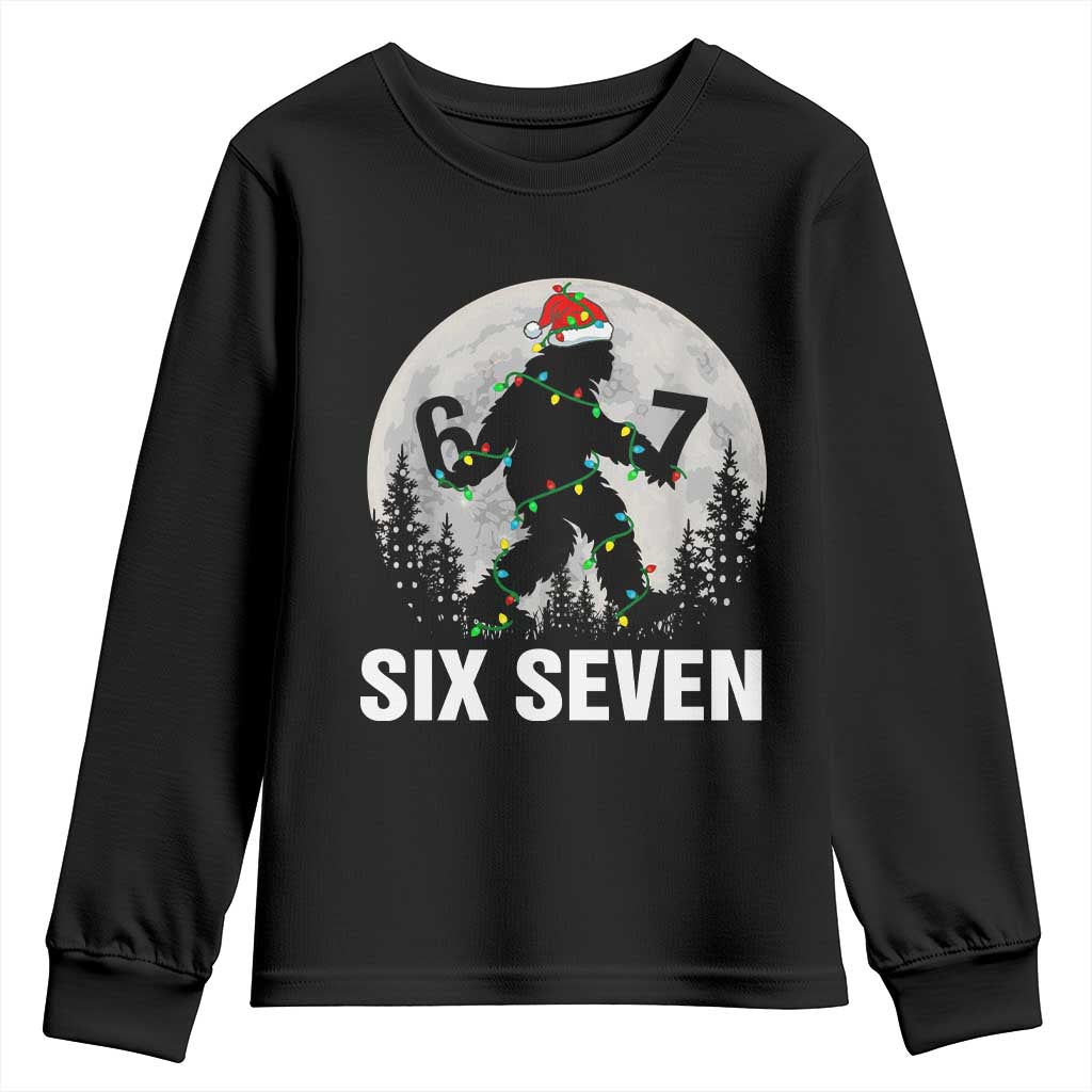 67 Six Seven Youth Sweatshirt Funny Bigfoot Christmas Sasquatch Moon - Wonder Print Shop