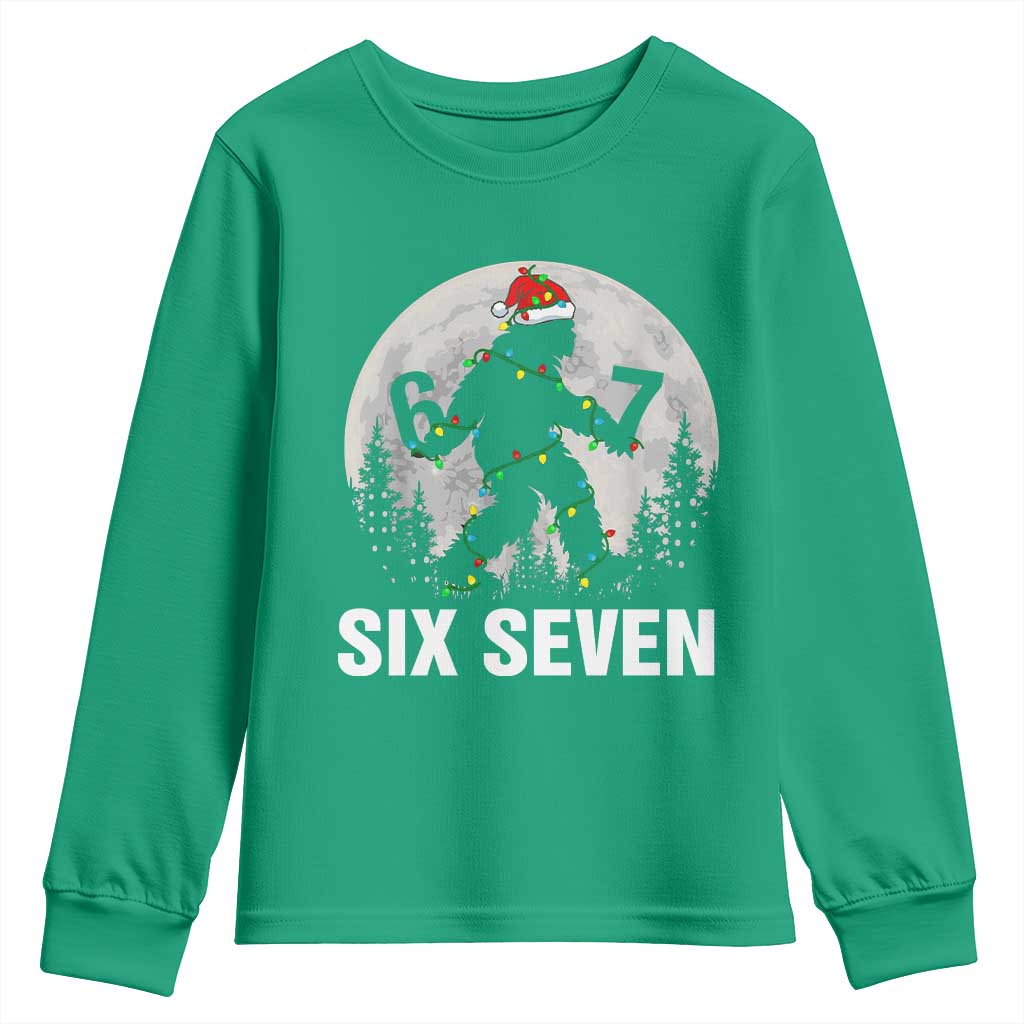 67 Six Seven Youth Sweatshirt Funny Bigfoot Christmas Sasquatch Moon - Wonder Print Shop