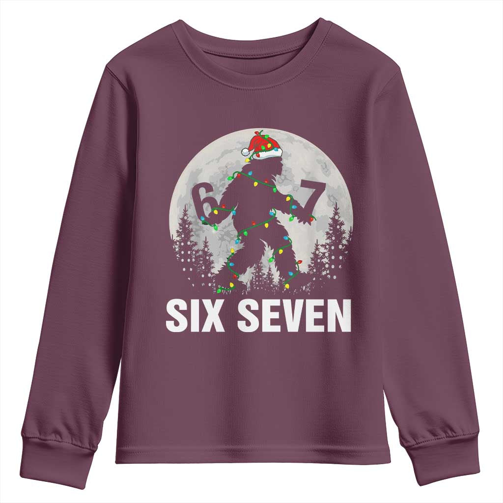 67 Six Seven Youth Sweatshirt Funny Bigfoot Christmas Sasquatch Moon - Wonder Print Shop