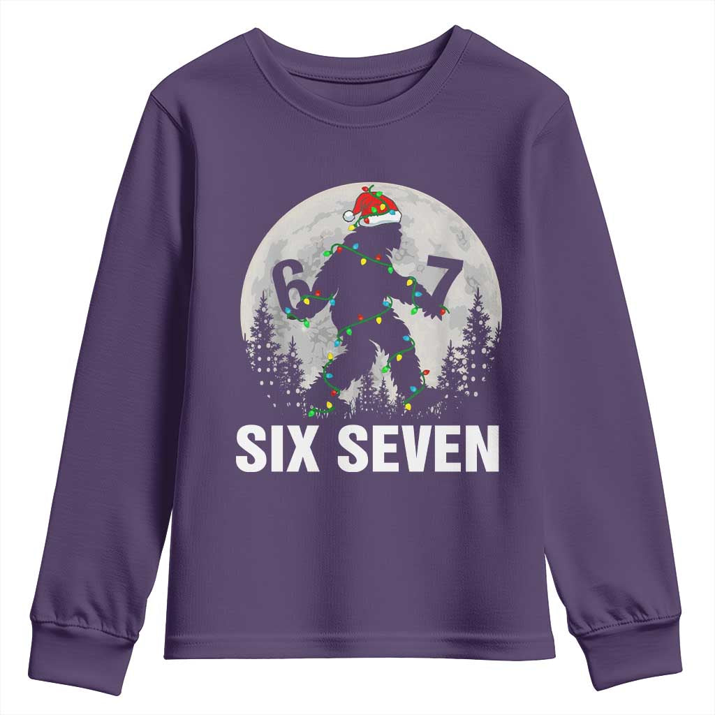 67 Six Seven Youth Sweatshirt Funny Bigfoot Christmas Sasquatch Moon - Wonder Print Shop