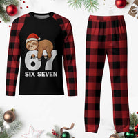 67 Six Seven Plaid Pajama Set Funny Sloth Christmas - Wonder Print Shop