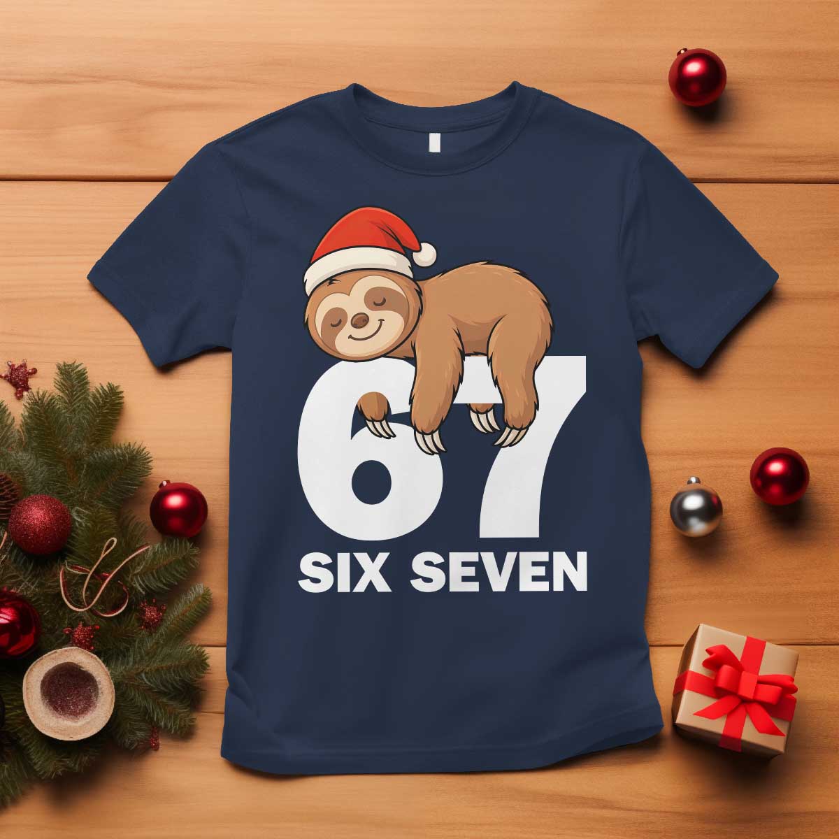 67 Six Seven T Shirt Funny Sloth Christmas - Wonder Print Shop