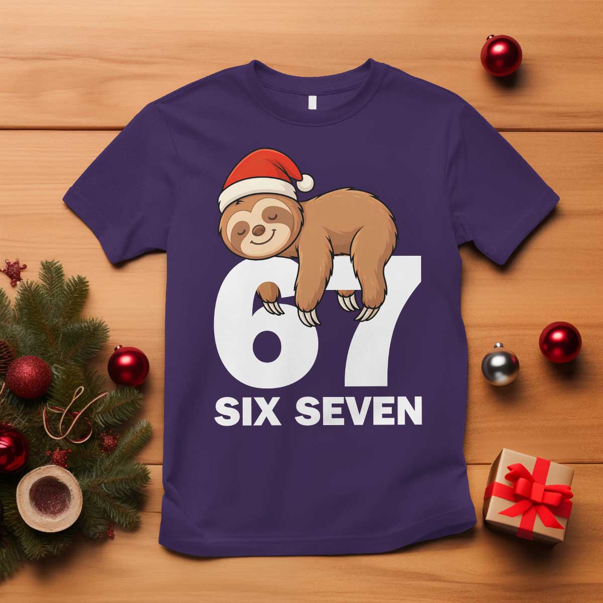 67 Six Seven T Shirt Funny Sloth Christmas - Wonder Print Shop