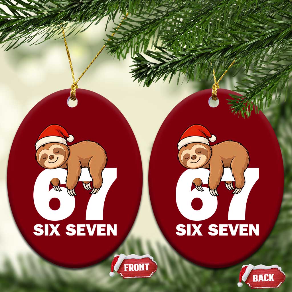 67 Six Seven Ceramic Ornament Funny Sloth Xmas - Wonder Print Shop