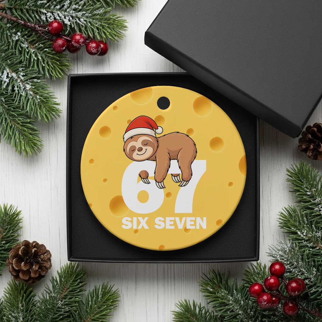 67 Six Seven Ceramic Ornament Funny Sloth Xmas - Wonder Print Shop