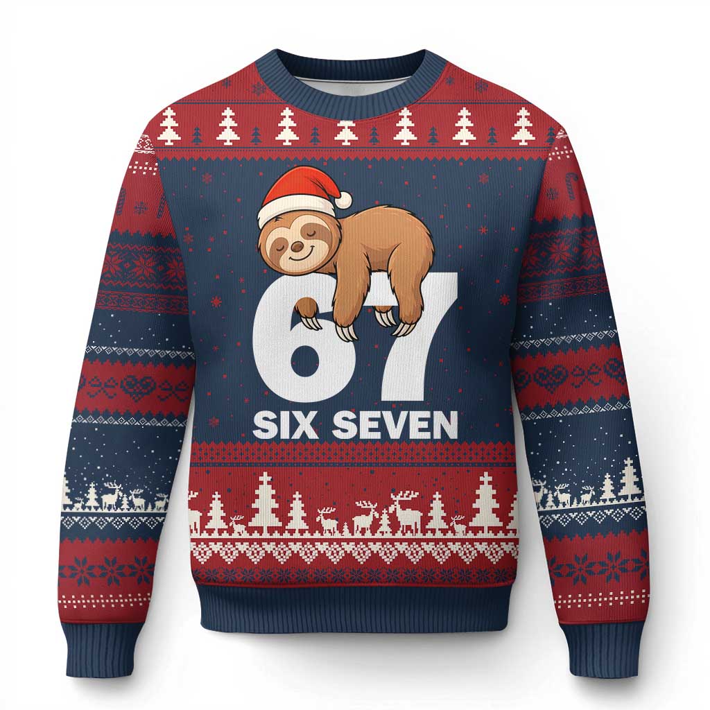 67 Six Seven Ugly Christmas Sweater Funny Sloth Xmas - Wonder Print Shop
