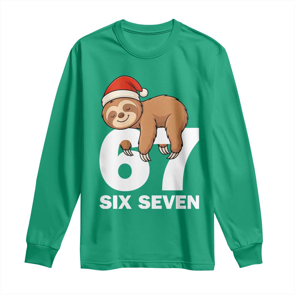 67 Six Seven Long Sleeve Shirt Funny Sloth Christmas - Wonder Print Shop
