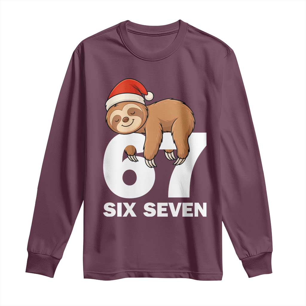 67 Six Seven Long Sleeve Shirt Funny Sloth Christmas - Wonder Print Shop
