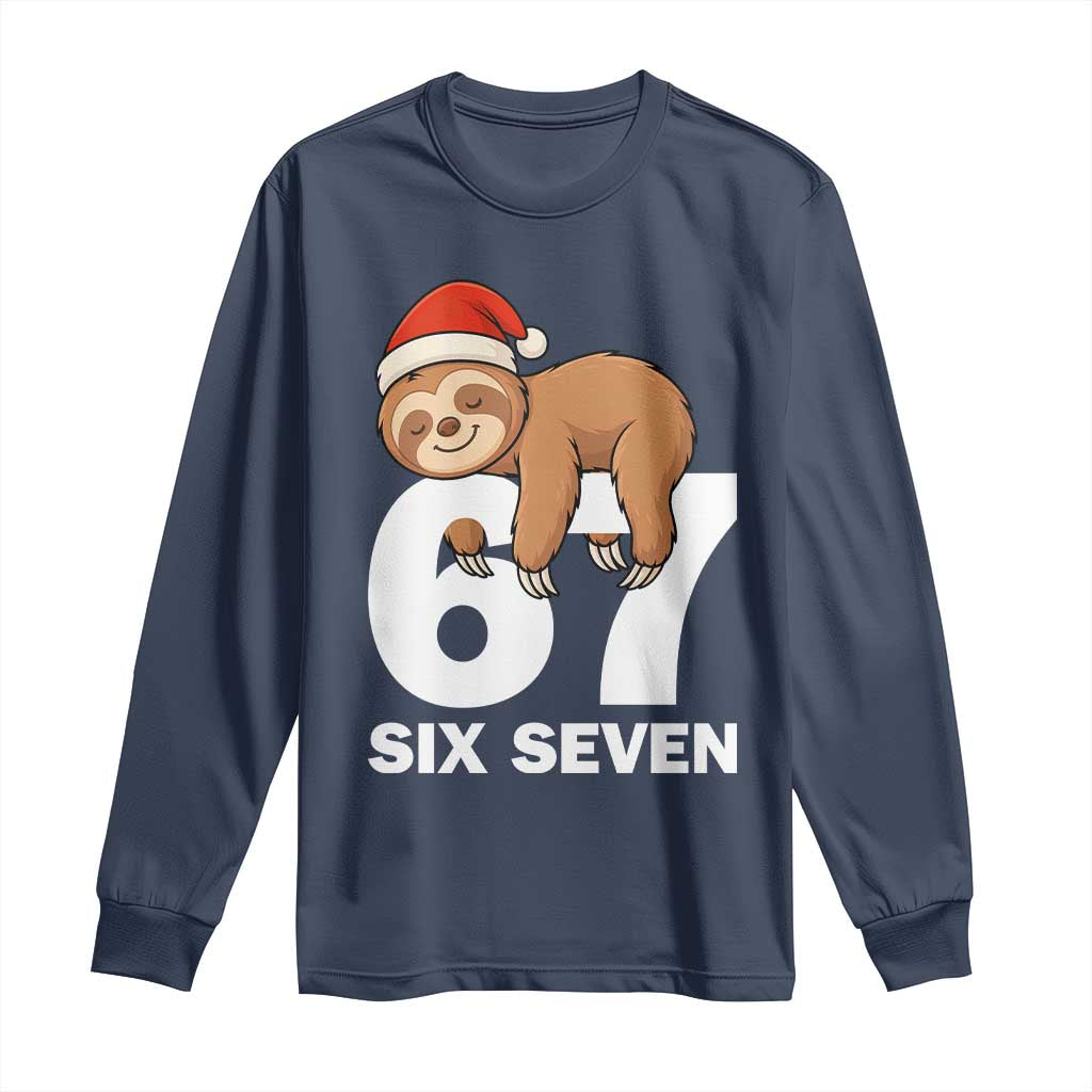 67 Six Seven Long Sleeve Shirt Funny Sloth Christmas - Wonder Print Shop