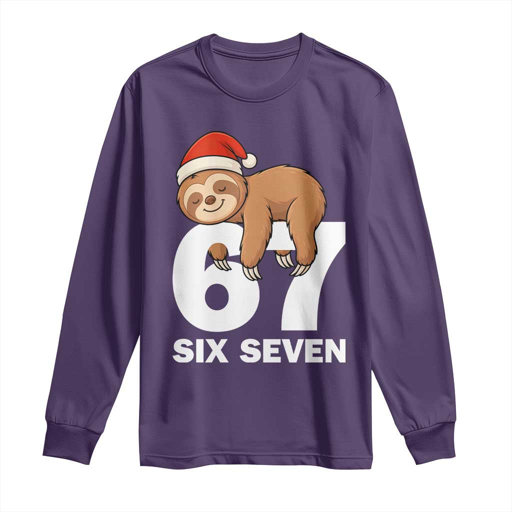 67 Six Seven Long Sleeve Shirt Funny Sloth Christmas - Wonder Print Shop