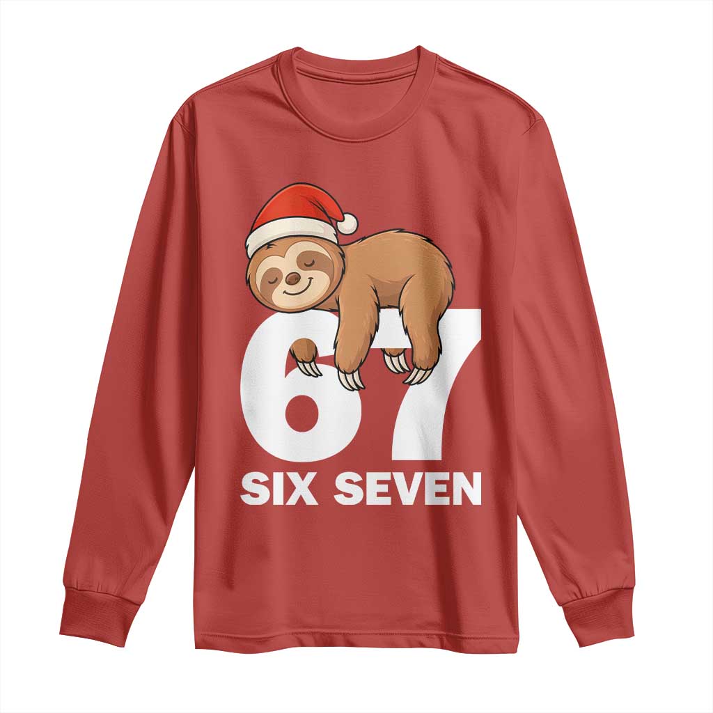 67 Six Seven Long Sleeve Shirt Funny Sloth Christmas - Wonder Print Shop