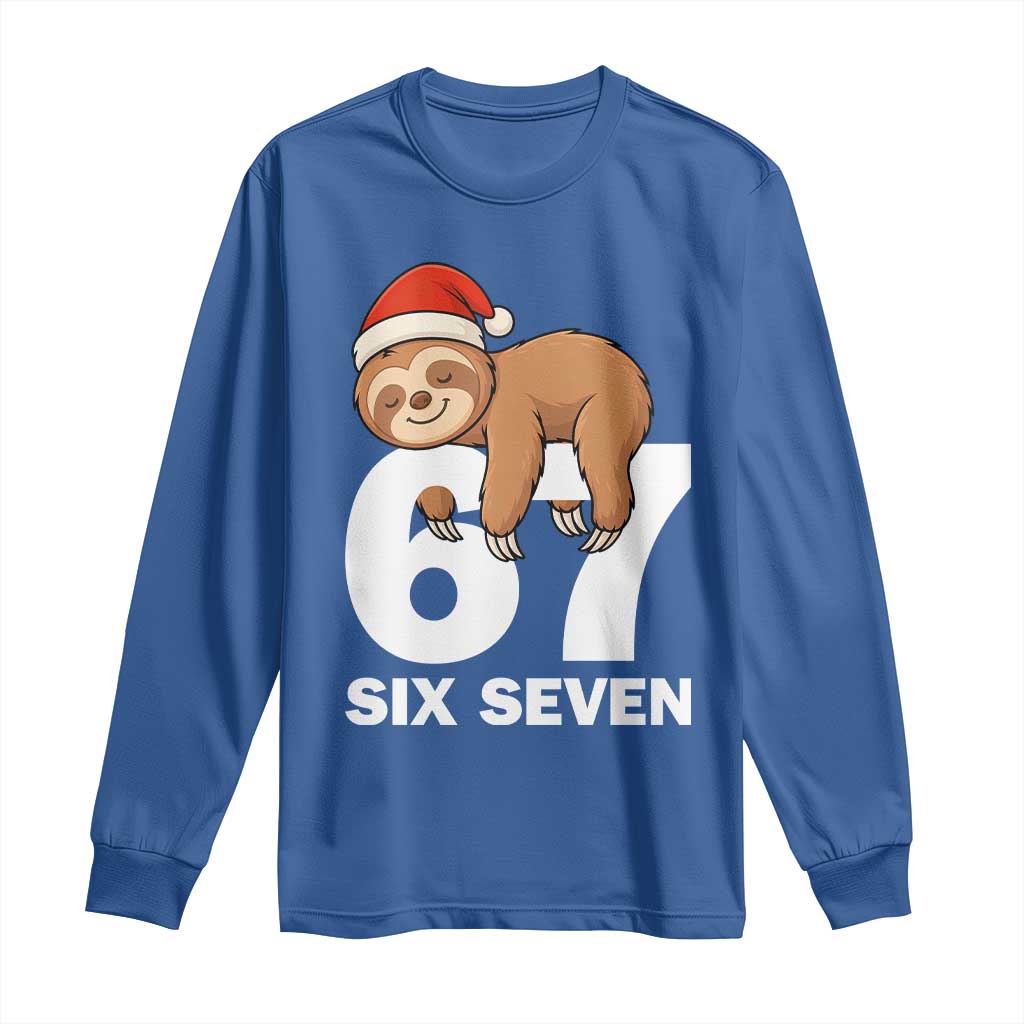 67 Six Seven Long Sleeve Shirt Funny Sloth Christmas - Wonder Print Shop