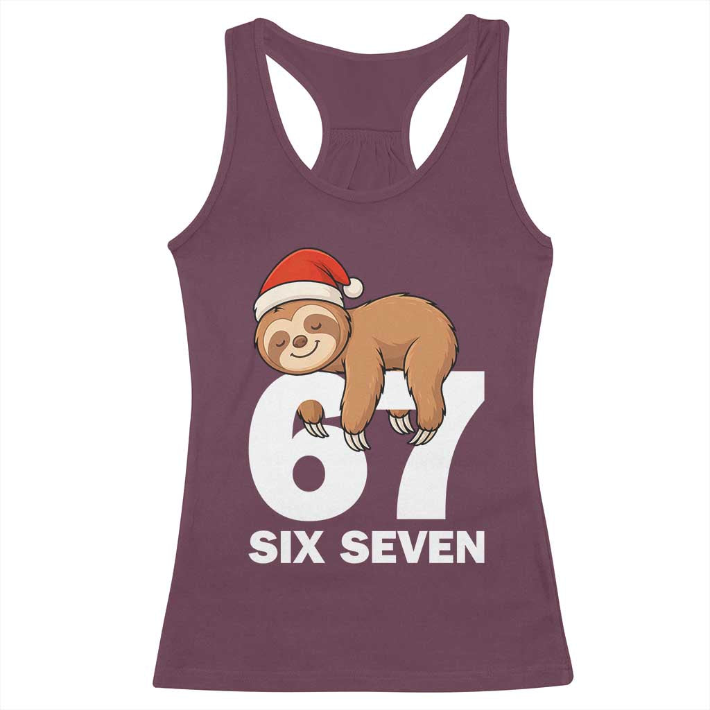 67 Six Seven Racerback Tank Top Funny Sloth Christmas - Wonder Print Shop
