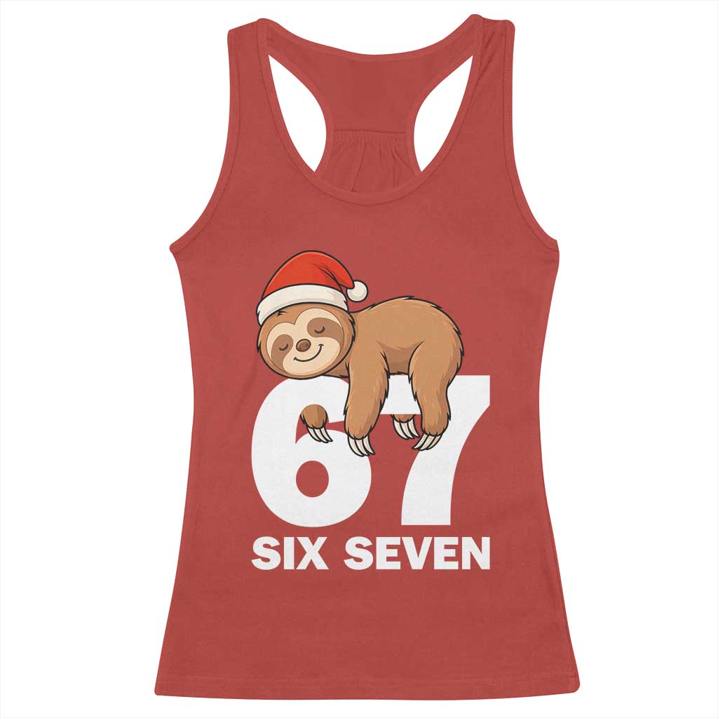67 Six Seven Racerback Tank Top Funny Sloth Christmas - Wonder Print Shop
