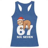 67 Six Seven Racerback Tank Top Funny Sloth Christmas - Wonder Print Shop