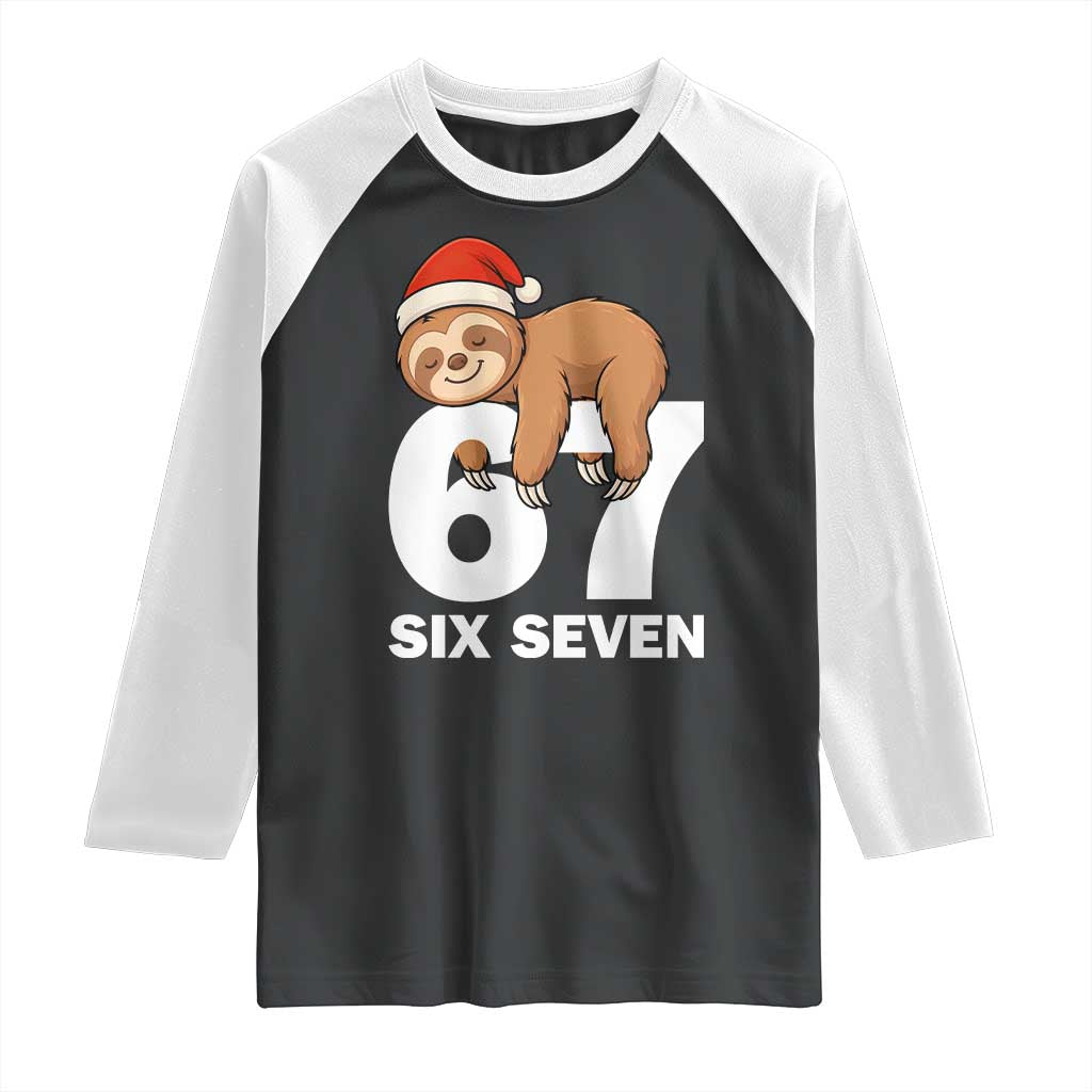 67 Six Seven Raglan Shirt Funny Sloth Christmas - Wonder Print Shop