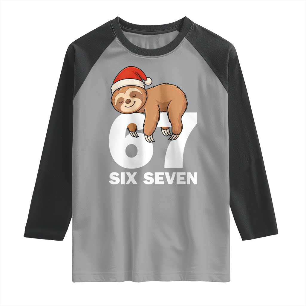 67 Six Seven Raglan Shirt Funny Sloth Christmas - Wonder Print Shop
