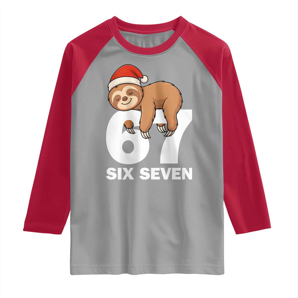 67 Six Seven Raglan Shirt Funny Sloth Christmas - Wonder Print Shop