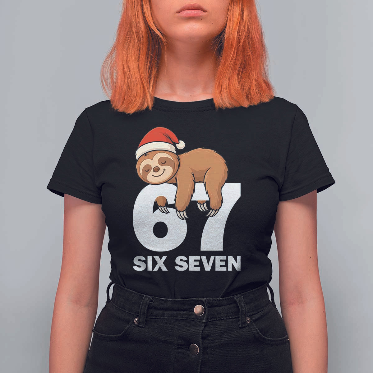 67 Six Seven T Shirt For Women Funny Sloth Christmas - Wonder Print Shop