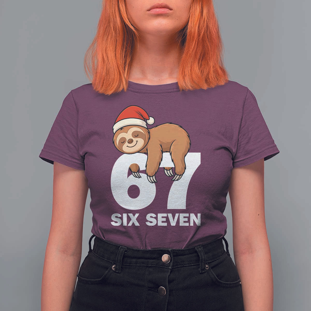 67 Six Seven T Shirt For Women Funny Sloth Christmas - Wonder Print Shop