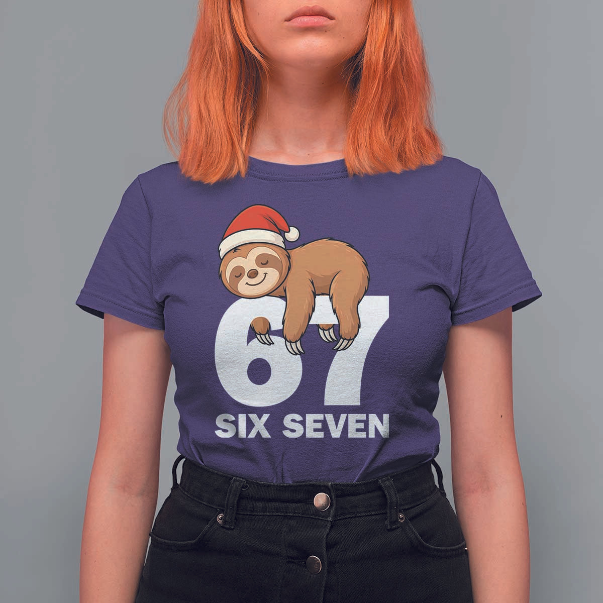 67 Six Seven T Shirt For Women Funny Sloth Christmas - Wonder Print Shop