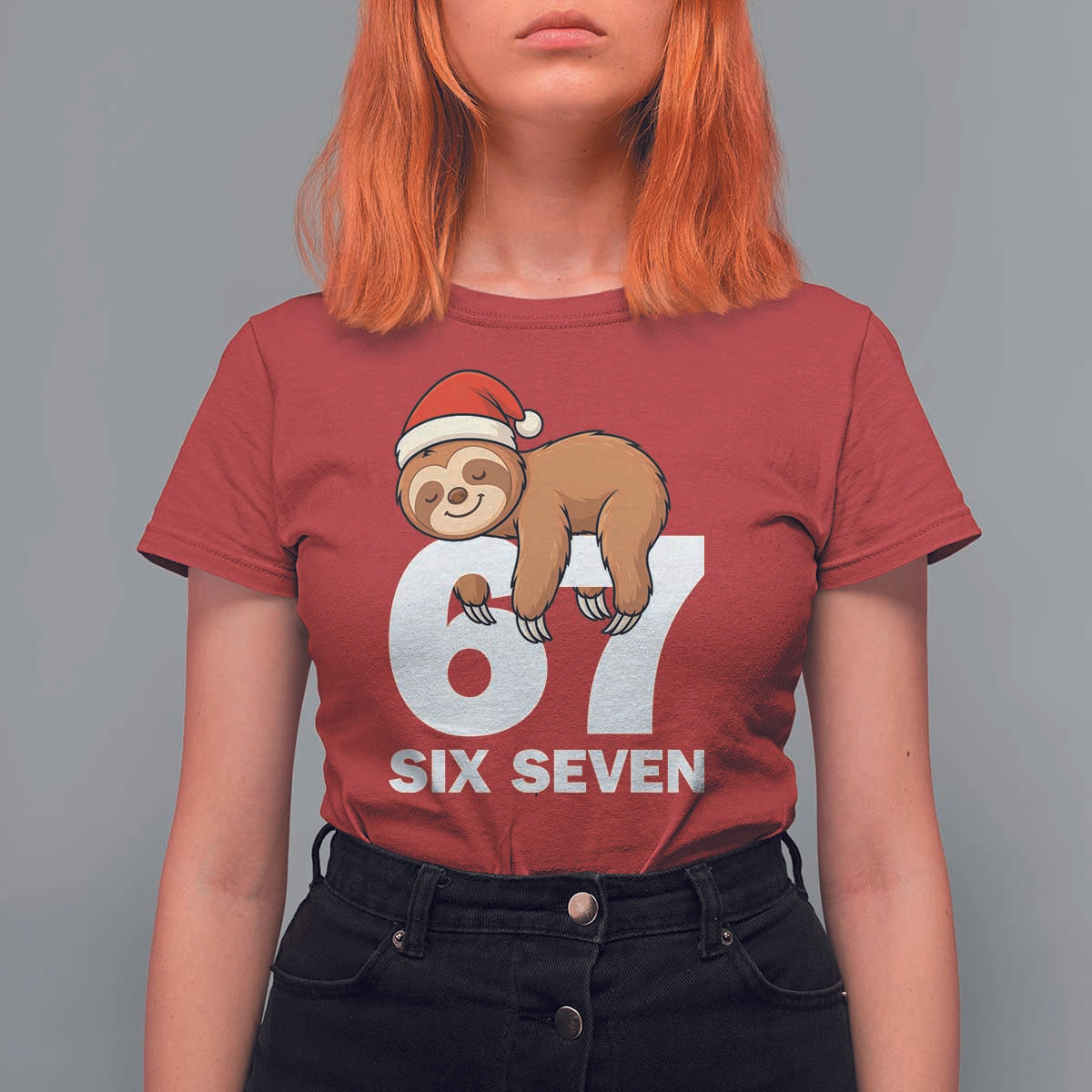 67 Six Seven T Shirt For Women Funny Sloth Christmas - Wonder Print Shop