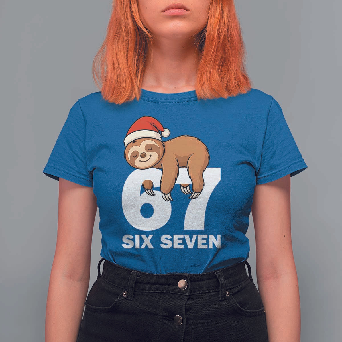 67 Six Seven T Shirt For Women Funny Sloth Christmas - Wonder Print Shop