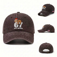 67 Six Seven Washed Cotton Baseball Cap Funny Sloth Christmas