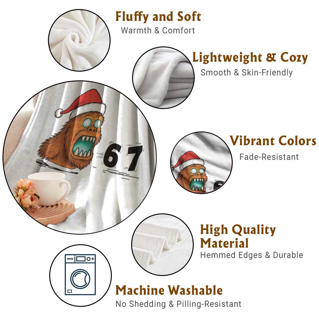 67 Six Seven Throw Blanket Funny Bigfoot Christmas - Wonder Print Shop