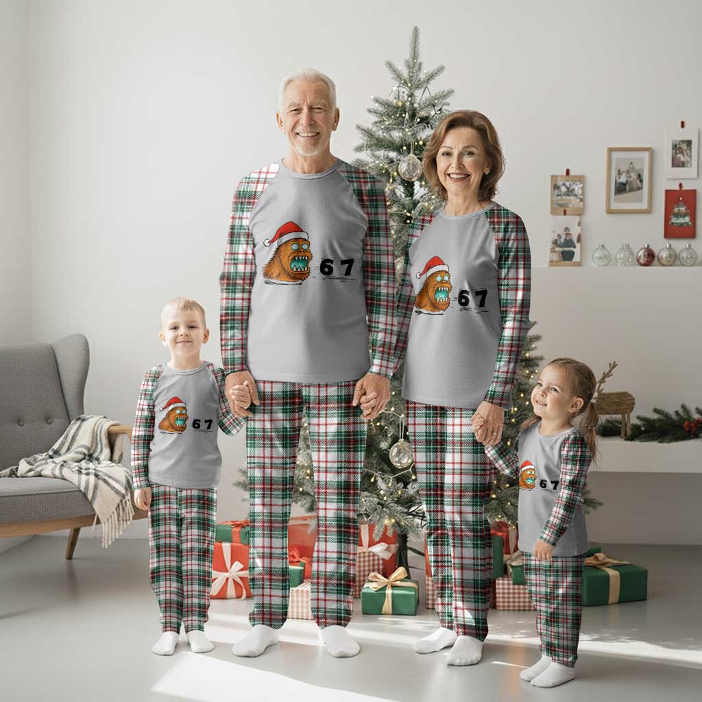 67 Six Seven Plaid Pajama Set Funny Bigfoot Christmas - Wonder Print Shop