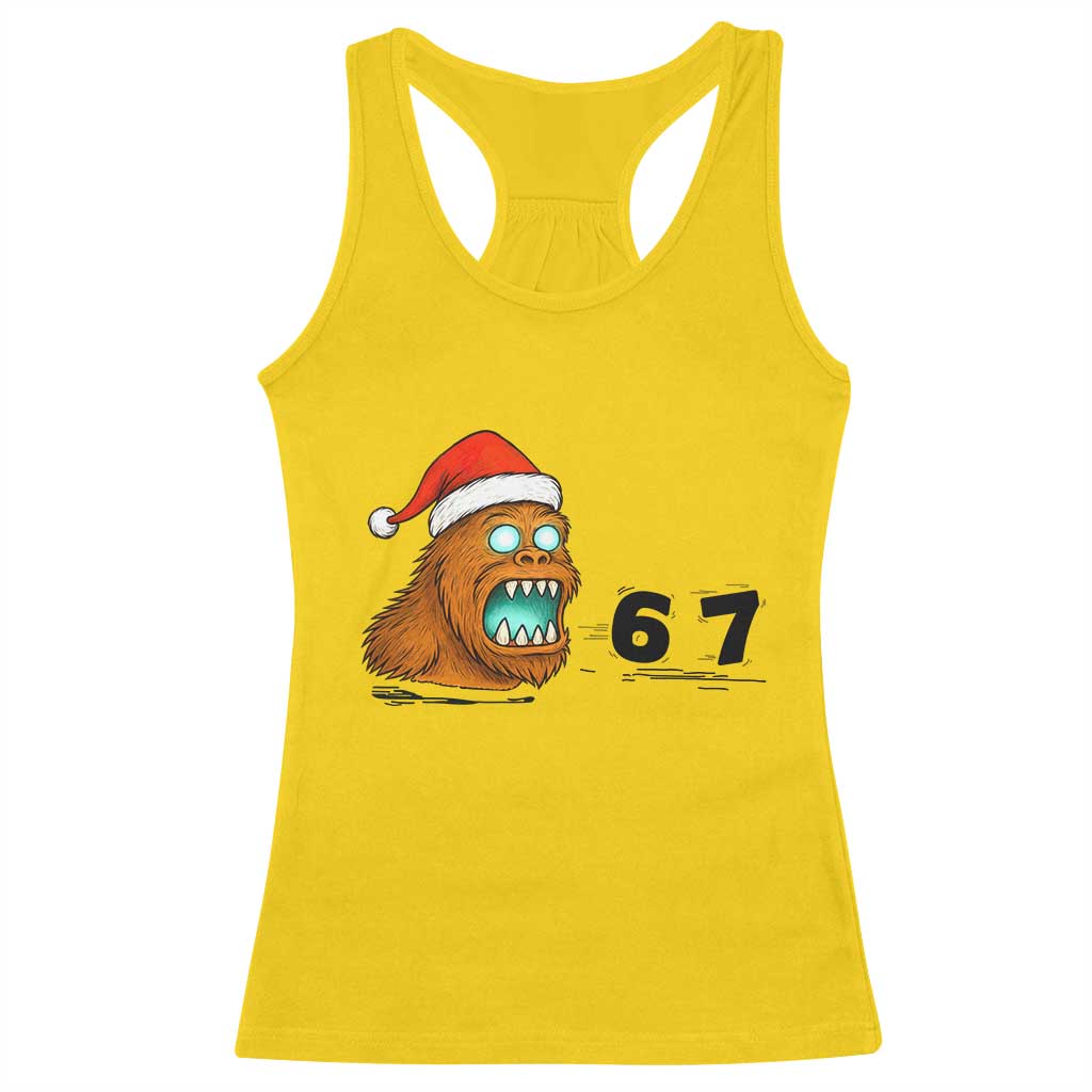67 Six Seven Racerback Tank Top Funny Bigfoot Christmas - Wonder Print Shop