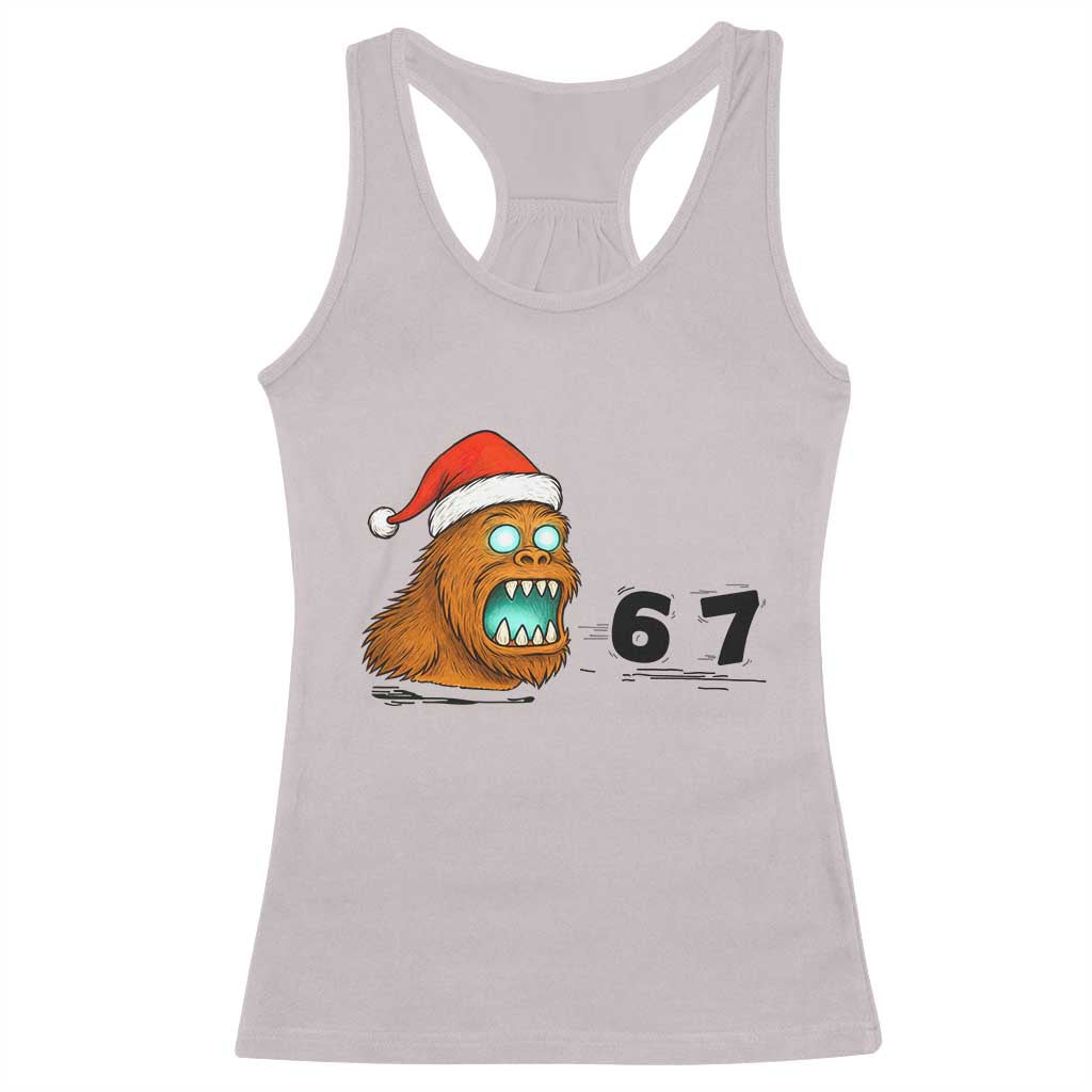 67 Six Seven Racerback Tank Top Funny Bigfoot Christmas - Wonder Print Shop