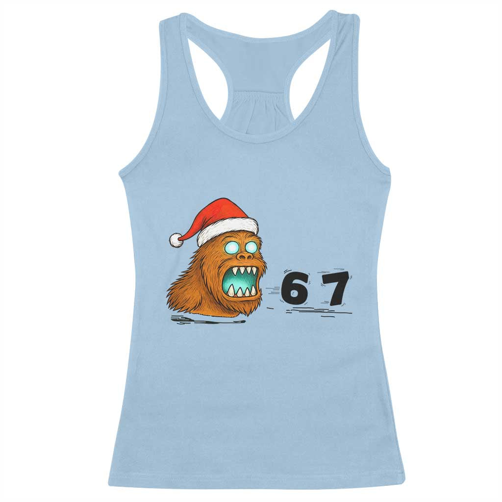 67 Six Seven Racerback Tank Top Funny Bigfoot Christmas - Wonder Print Shop