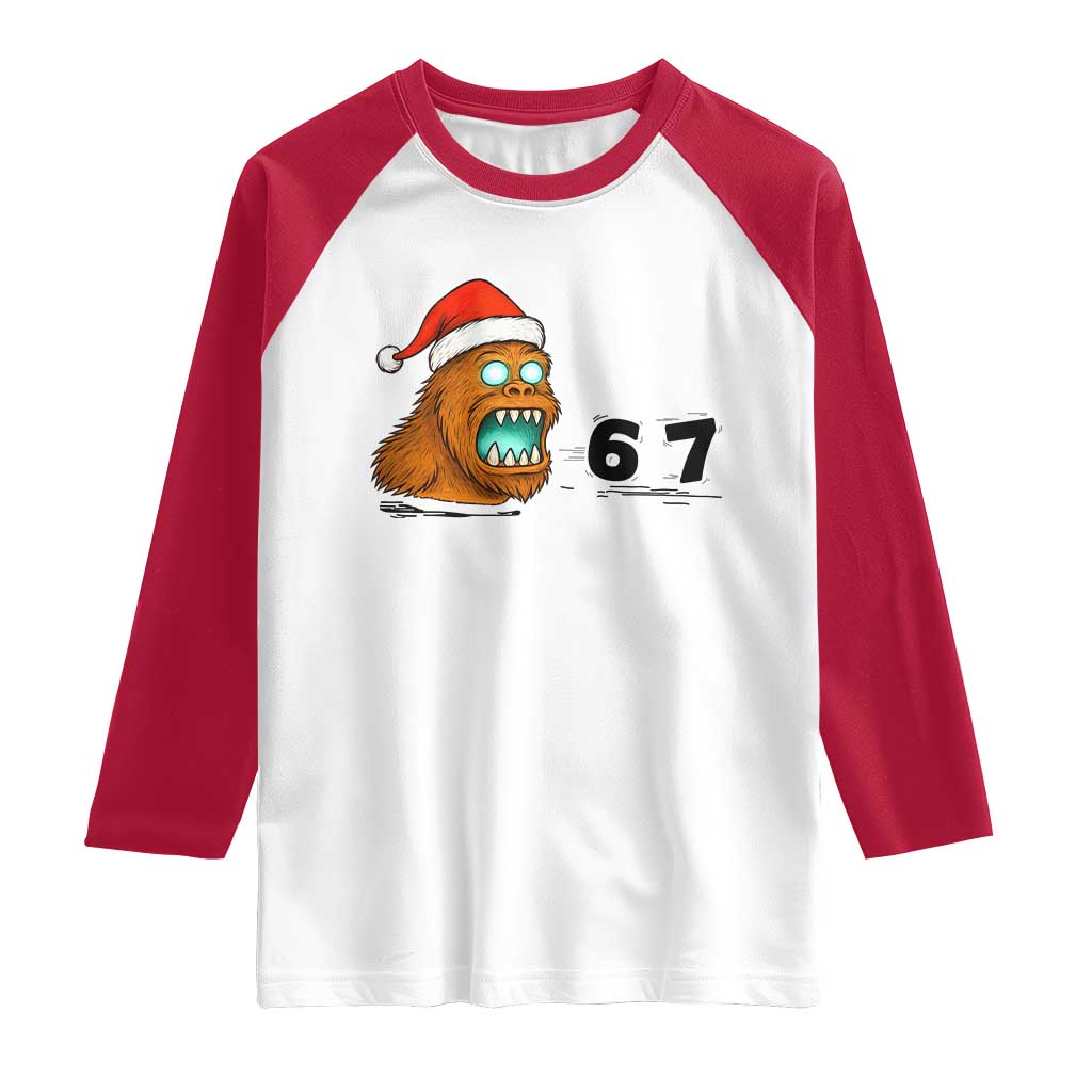 67 Six Seven Raglan Shirt Funny Bigfoot Christmas - Wonder Print Shop