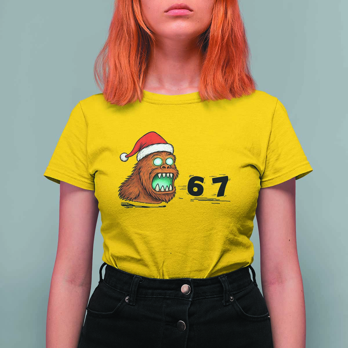 67 Six Seven T Shirt For Women Funny Bigfoot Christmas - Wonder Print Shop
