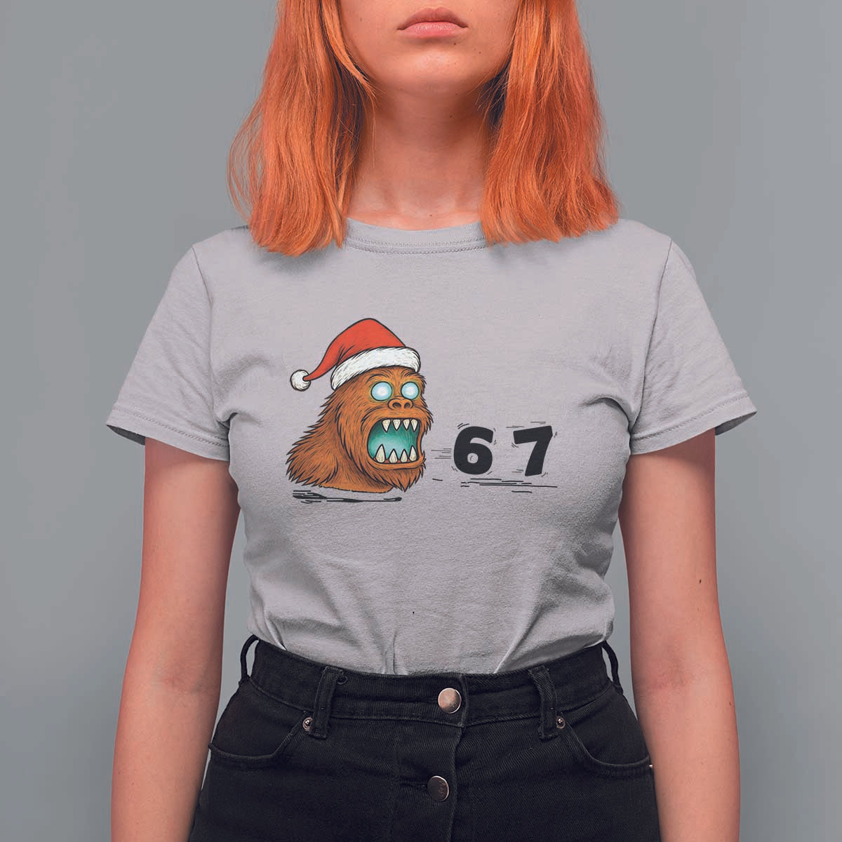 67 Six Seven T Shirt For Women Funny Bigfoot Christmas - Wonder Print Shop