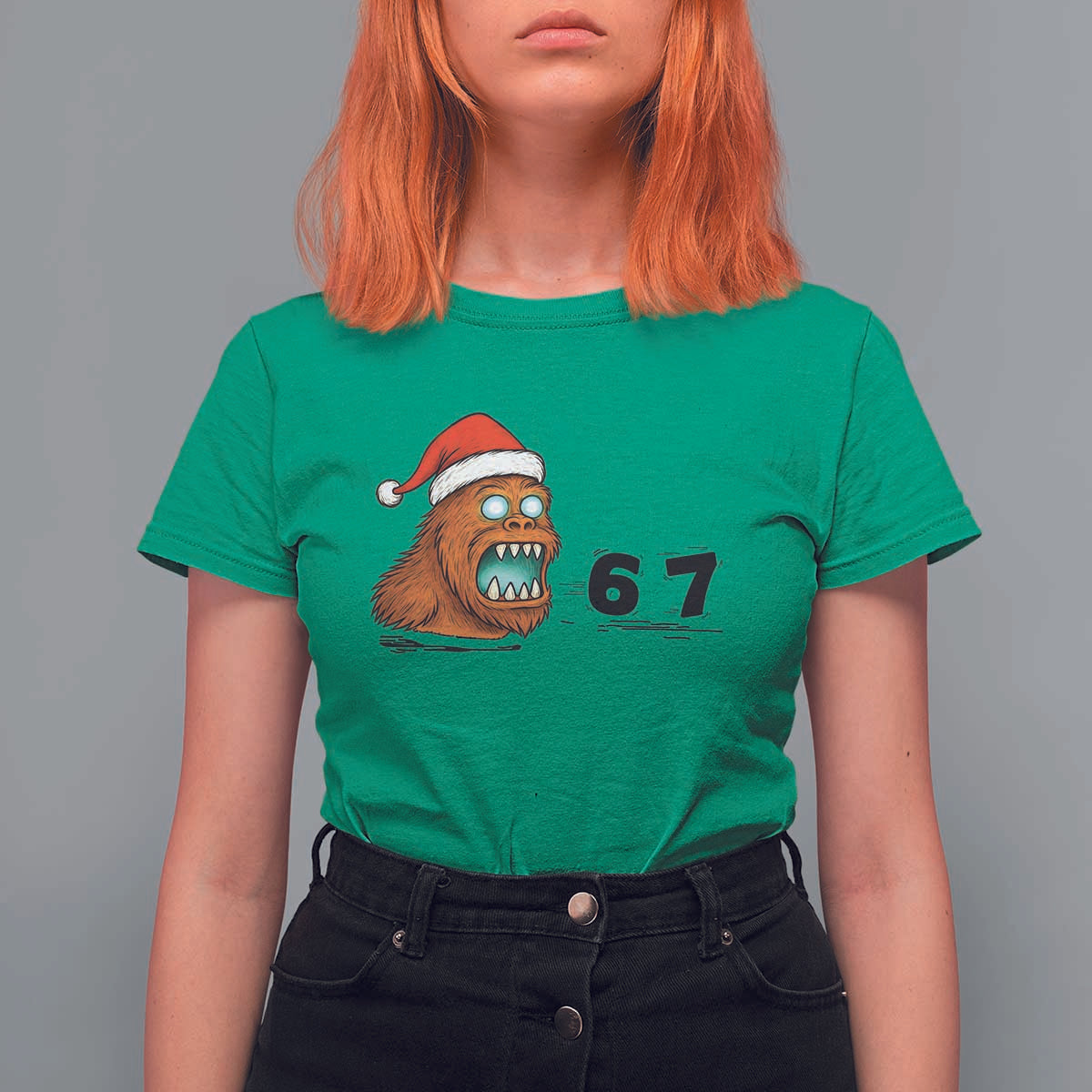 67 Six Seven T Shirt For Women Funny Bigfoot Christmas - Wonder Print Shop