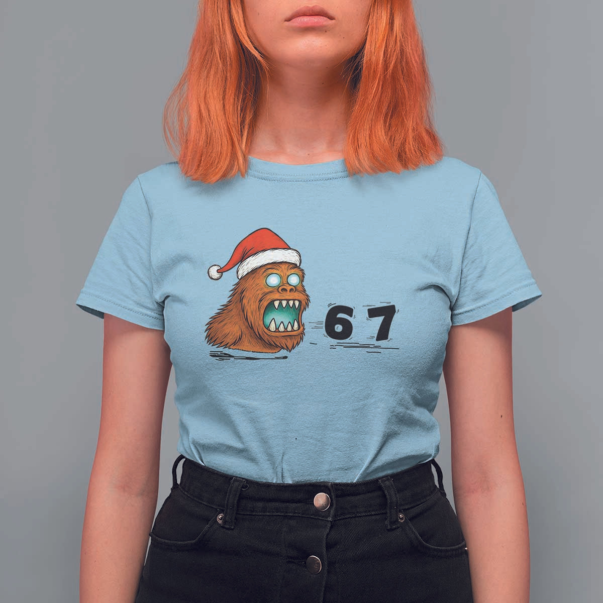 67 Six Seven T Shirt For Women Funny Bigfoot Christmas - Wonder Print Shop