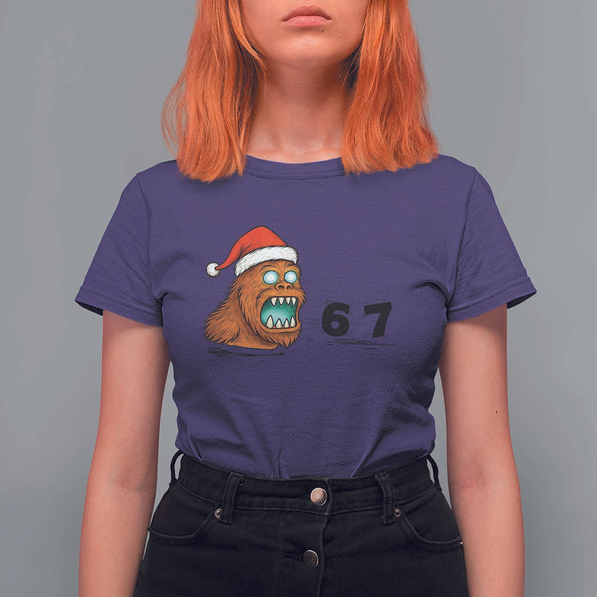 67 Six Seven T Shirt For Women Funny Bigfoot Christmas - Wonder Print Shop