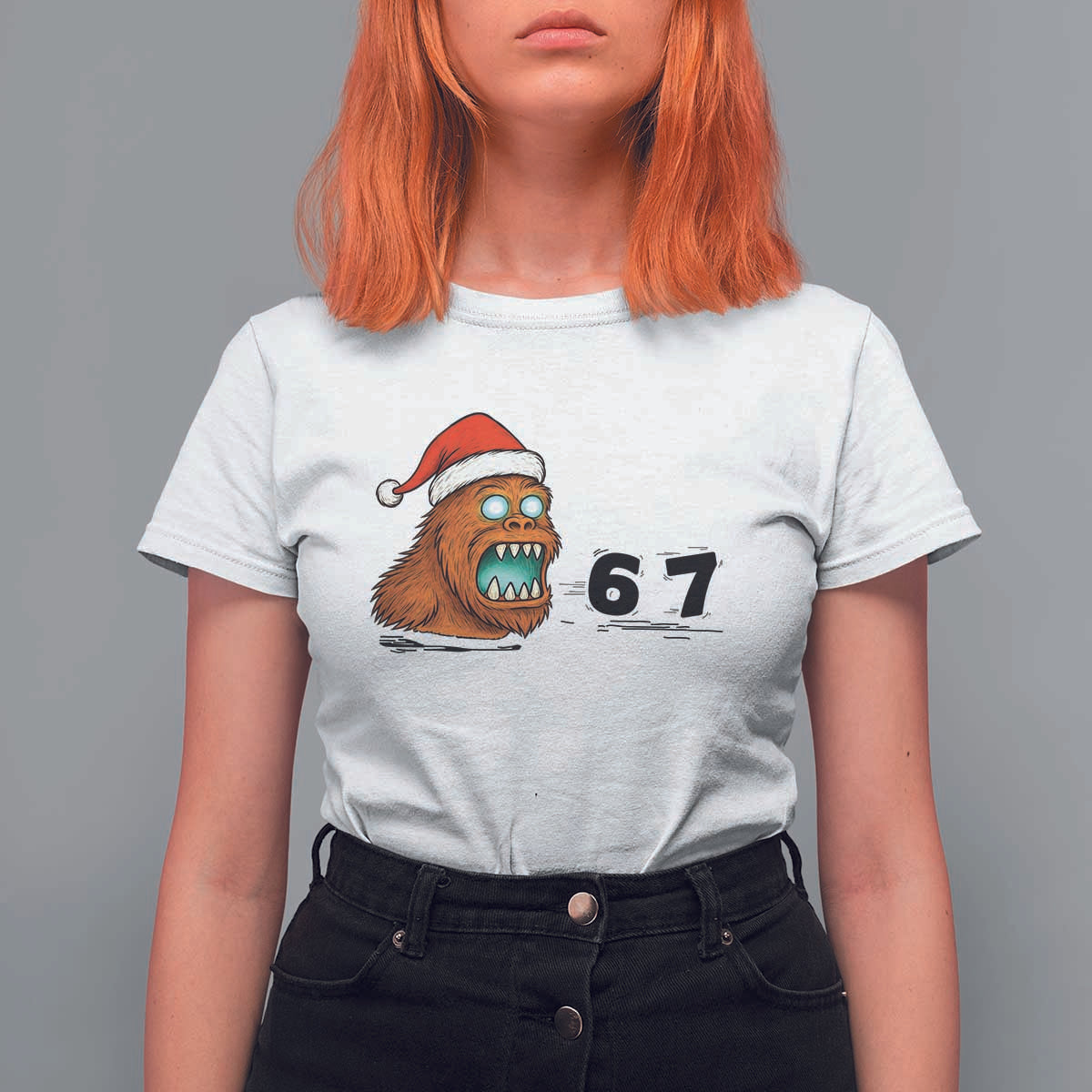 67 Six Seven T Shirt For Women Funny Bigfoot Christmas - Wonder Print Shop