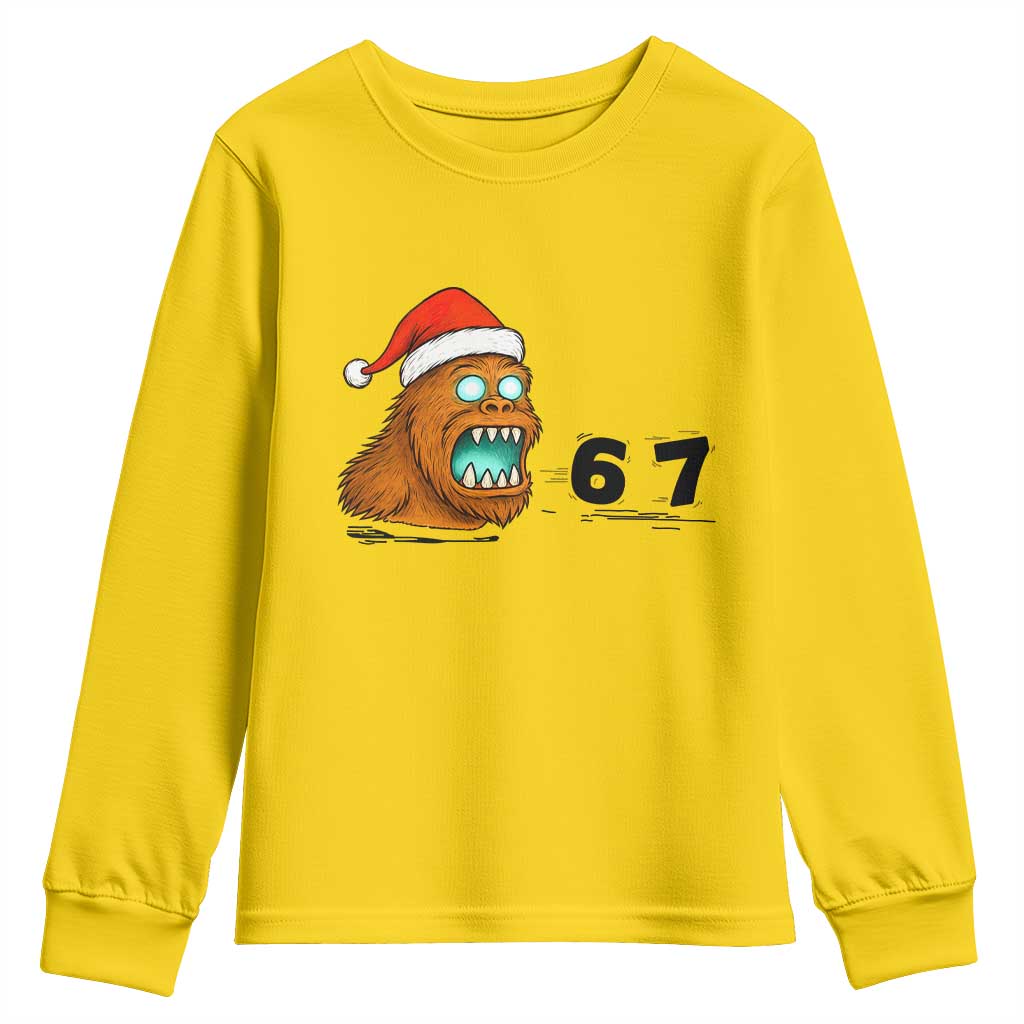 67 Six Seven Youth Sweatshirt Funny Bigfoot Christmas - Wonder Print Shop