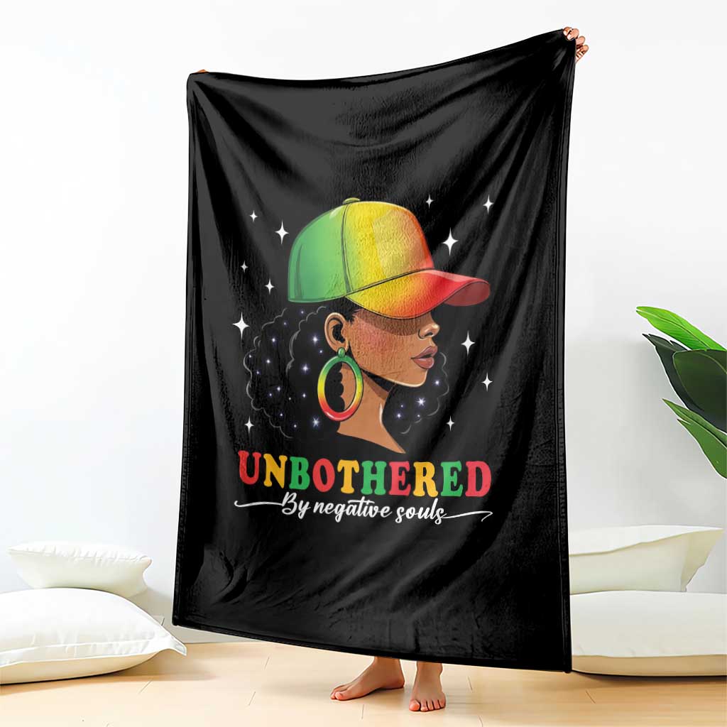 Afro African American Throw Blanket Unbothered By Negative Souls Black Sassy Queen